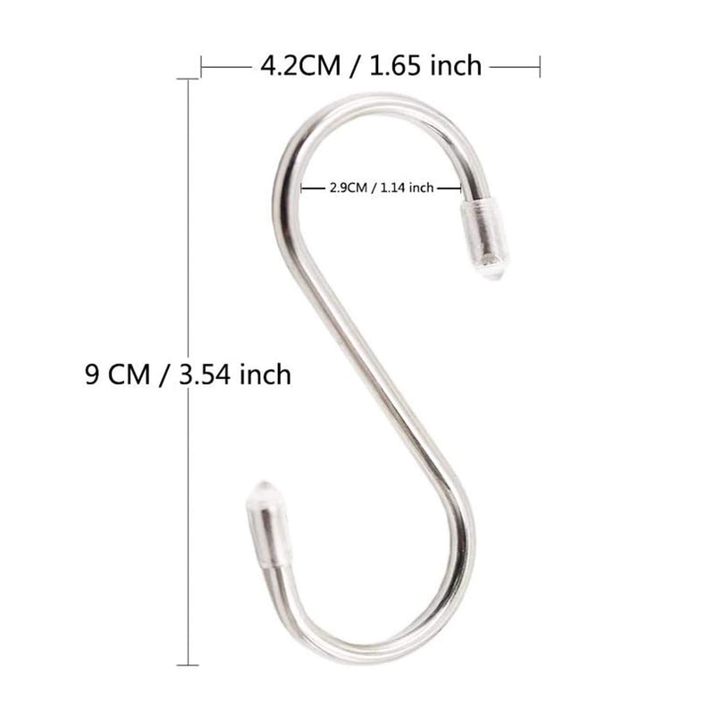 JINHEZO Premium 10-Pack Larger Round S Shaped Hooks in Polished Stainless Steel Metal, Hangers Hanging Hooks for Kitchen, Work Shop, Bathroom, Garden, Kitchenware Pots Utensils, Clothes, Bags, Towels