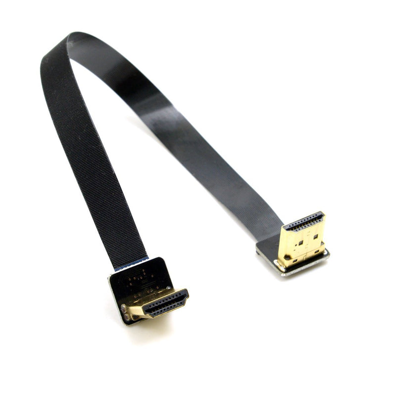CY FPV Dual Up Angled 90 Degree HDMI Type A Male to Male HDTV FPC Flat Cable 20cm for Multicopter Aerial Photography 0.2m