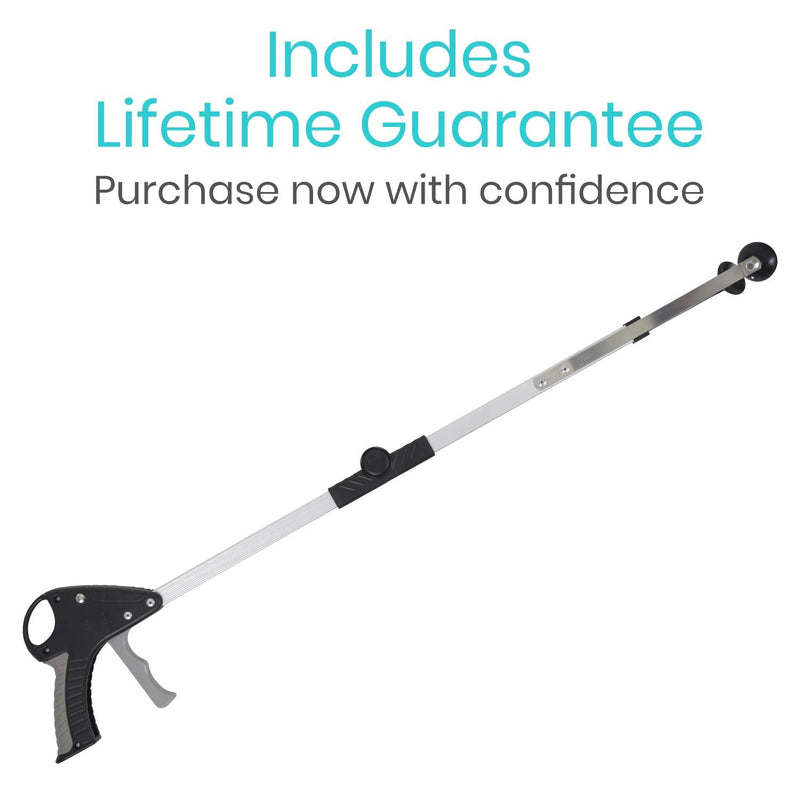Vive Foldable Suction Reacher Grabber - Pickup Reaching Tool - Long, Heavy Duty, 32 Inch Extended Reacher - Elderly, Seniors, Injured, Kids - for Trash, Garbage, Cups, Glasses, High Shelf (1) 1