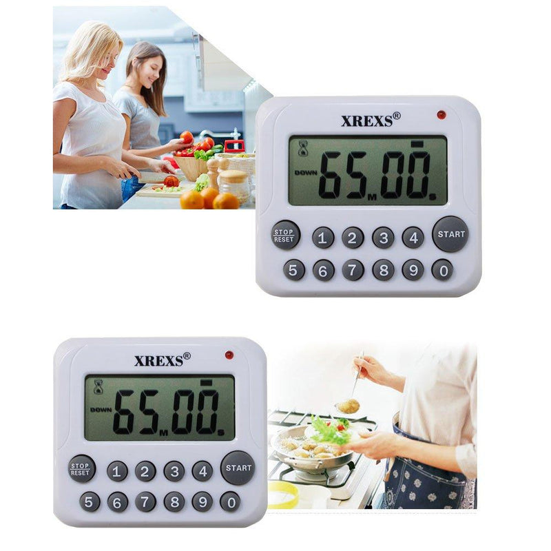 XREXS Digital Kitchen Timer Magnetic Countdown Up Cooking Timer Clock with Magnet Back and Clip, Loud Alarm, Large Display Minutes and Seconds Directly Input-White (2 Pcs, Battery Included) PS-367 2 Pcs
