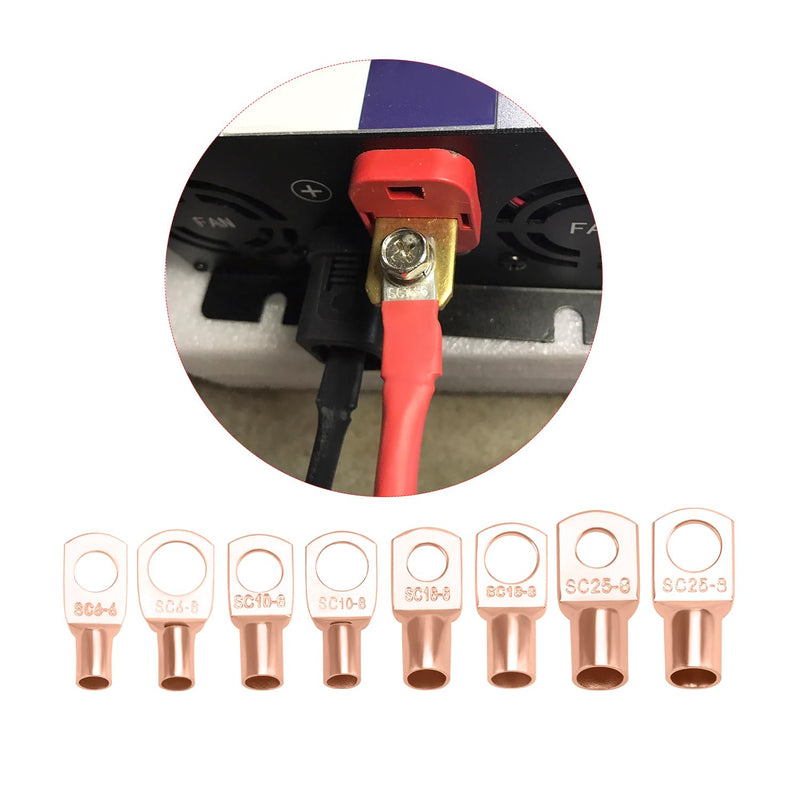 YIXISI 120 pieces ring cable lugs set, tubular battery cable ends, copper cable lugs, for vehicles, cars, motorcycles, boats, with heat shrink tubing, golden with heat shrink tubing