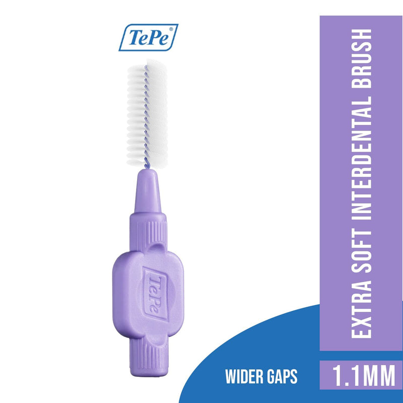 TEPE Extra Soft Interdental Brush Cleaners – Dental Brushes Between Teeth 8 Pk, Purple 1.1mm