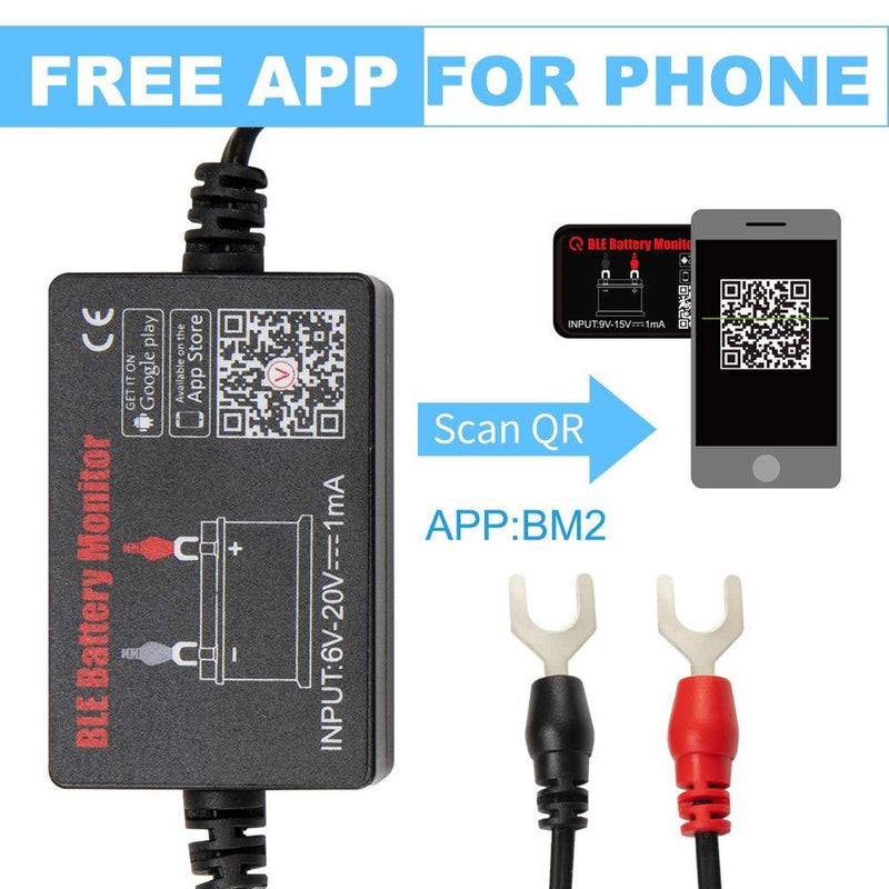 Battery Monitor BM2 BM3 Bluetooth 4.0 Wireless Battery Tester 12V Automotive Battery Load Tester,Automotive Charging and Cranking System Monitor Digital Battery Analyzer for Android & IOS Bluetooth Battery Monitor