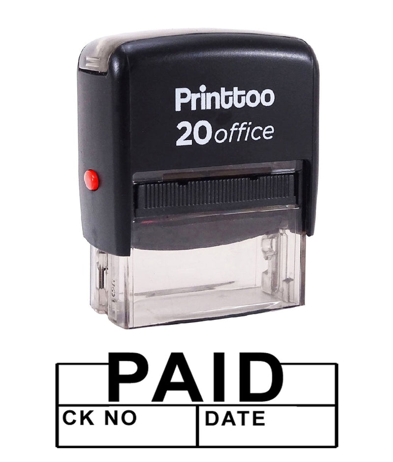 Printtoo Paid CK NO. with Date Self Inking Rubber Stamp Office Stationary Custom Stamp-Black Black