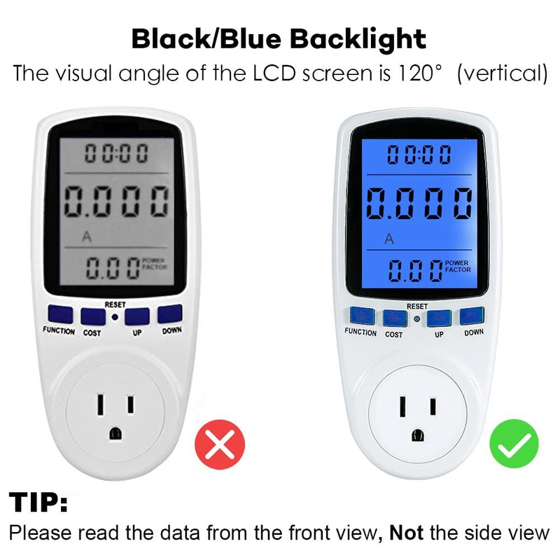 YOUTHINK Electricity Usage Monitor Power Meter Plug Home Energy Watt Volt Amps Wattage KWH Consumption Analyzer with Digital LCD Display Overload Protection