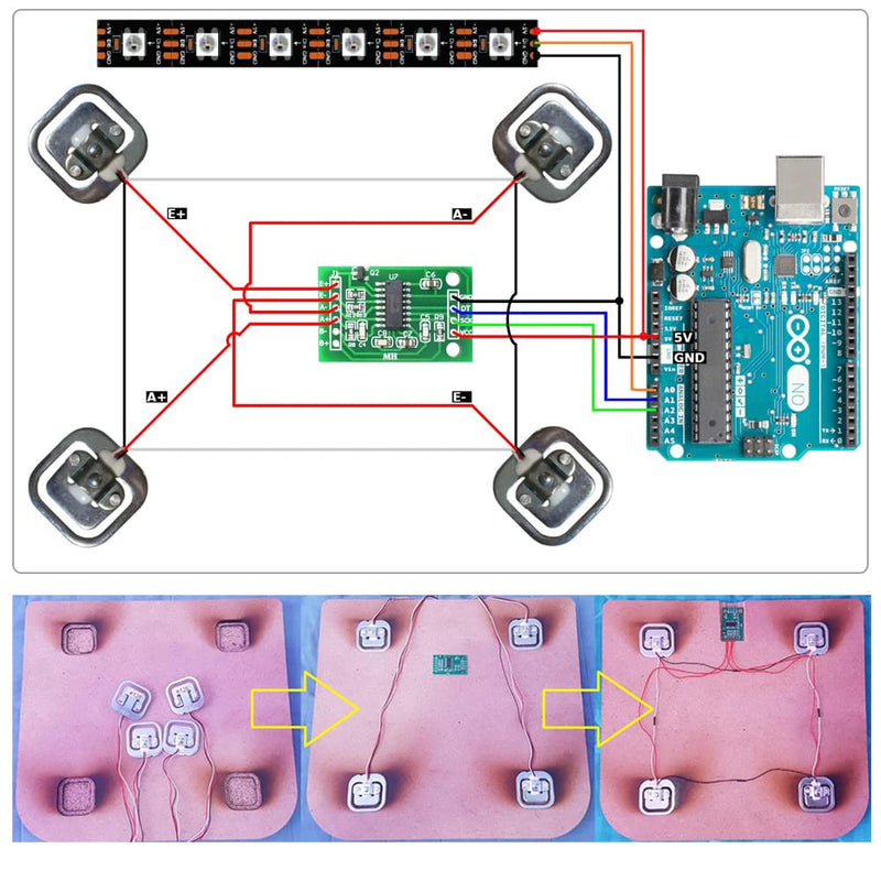DIYmalls 8pcs Load Cell 50kg Weight Sensor Half Bridge Strain Gauge Human Body Digital Scale + 2pcs HX711 Amplifier AD Module for Arduino