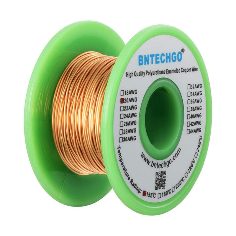 BNTECHGO 20 AWG Magnet Wire - Enameled Copper Wire - Enameled Magnet Winding Wire - 4 oz - 0.0315" Diameter 1 Spool Coil Natural Temperature Rating 155℃ Widely Used for Transformers Inductors 20 gauge enameled magnet wire 4 oz natural 4 oz