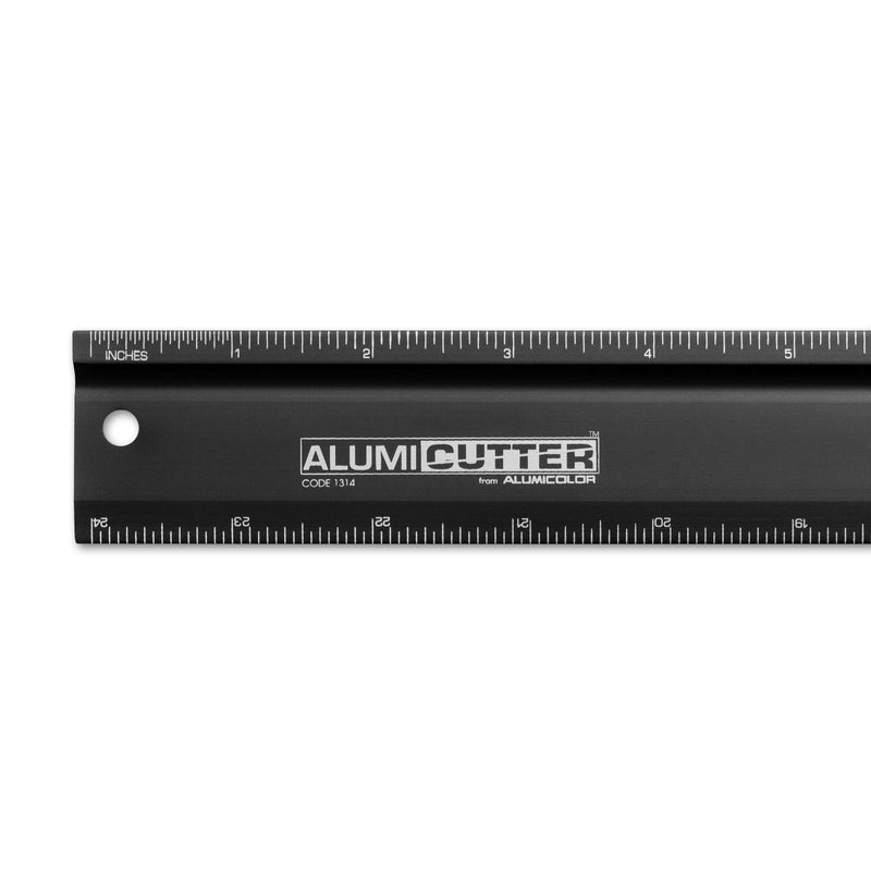 Alumicolor AlumiCutter Aluminum Straight Edge w/Blade for Office, School, Engineering and Framing, 24IN, Black