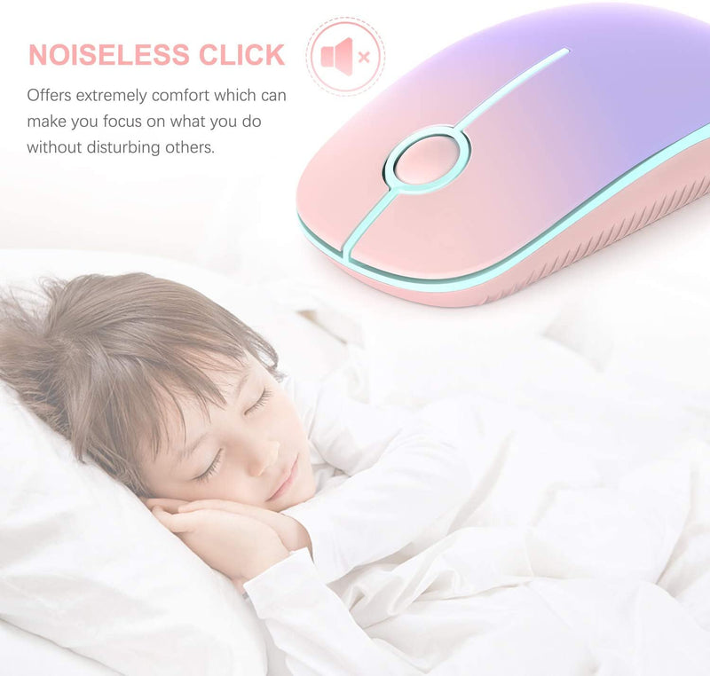 Wireless Mouse, Vssoplor 2.4G Slim Portable Computer Mice with Nano Receiver for Notebook, PC, Laptop, Computer (Pink to Purple) Pink to Purple