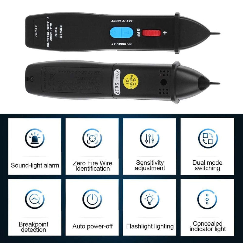 Voltage Tester Pen Intelligent Dual Mode Test Pen Non-Contact Voltage Tester with LED Flashlight Buzzer Alarm