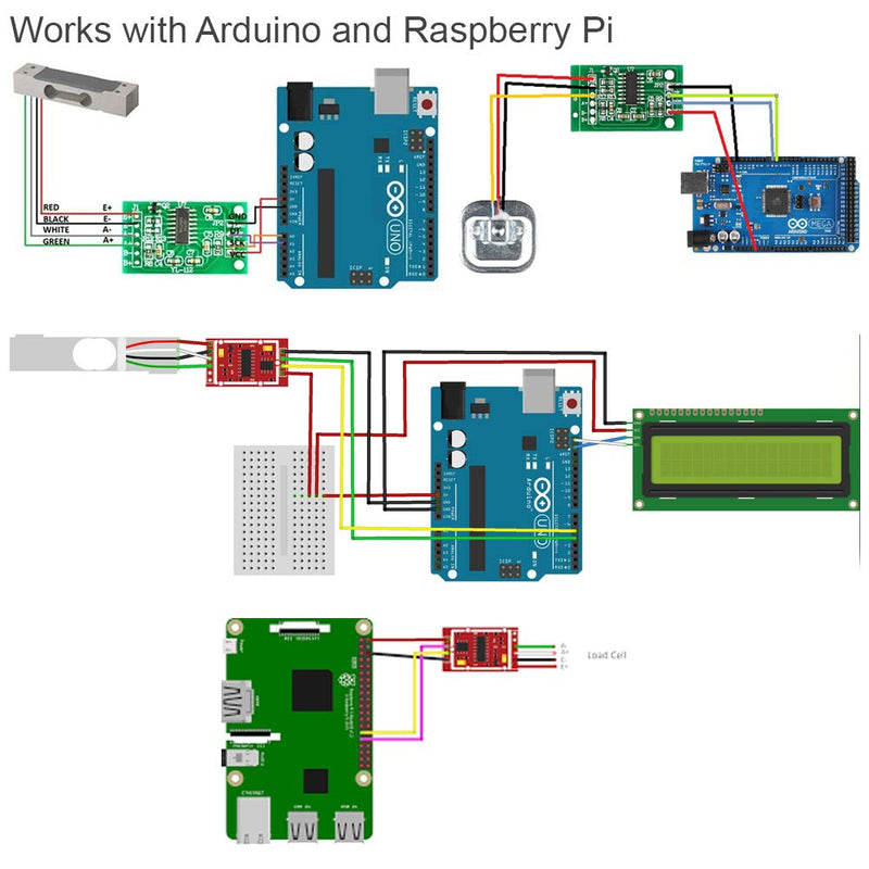 Stemedu Digital Load Cell Weight Sensor HX711 ADC Module Weighing Sensor for Arduino DIY Electronic Scales (10kg, HX711)