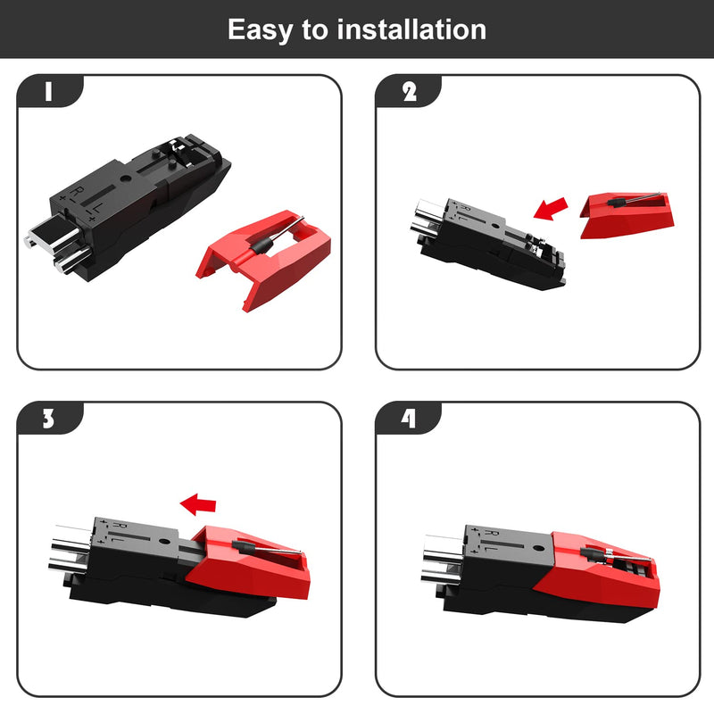 DIGITNOW Record Player Needles, 4 Pieces Technics Turntable Phonograph Needle, Replacement Stylus Needle for LP Vinyl Player red