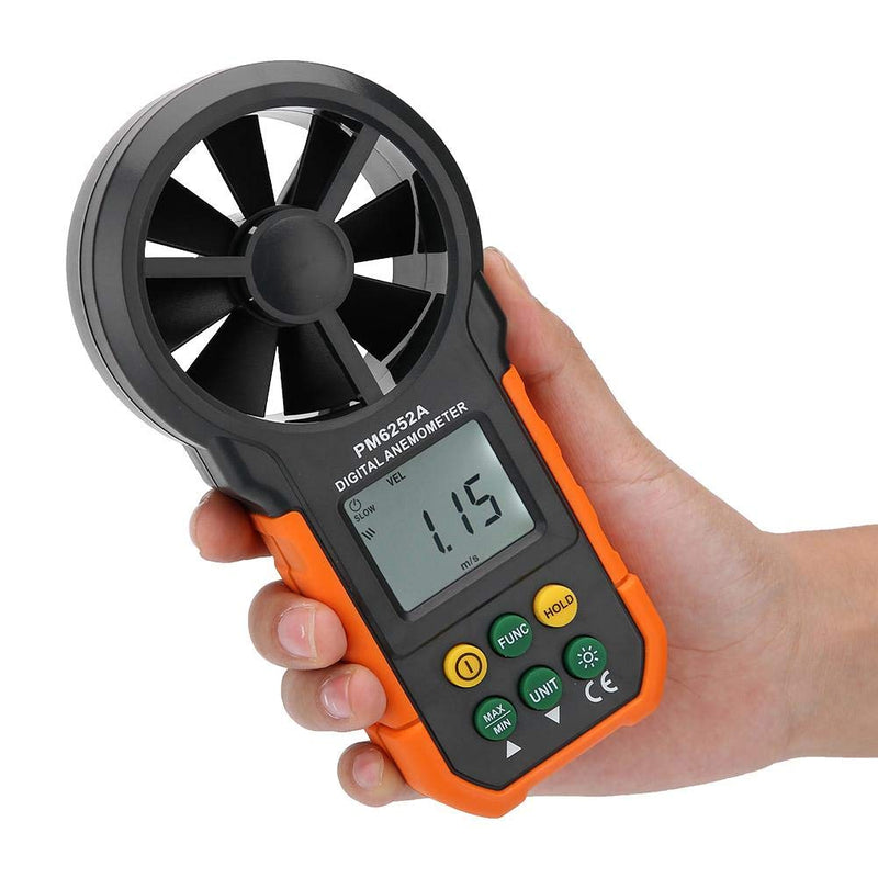 PEAKMETER PM6252A Digital Anemometer,Portable High Precision Handheld Wind Speed Meter Gauge Air Volume Measuring Meter for Weather Data Collection and Windsurfing Kite Flying Sailing