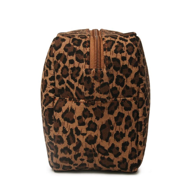 Leopard Cosmetic Bags Large Brown Cheetah Canvas Make Up Bag Purse Lightweight Versatile Travel Toiletry Purse Accessories Organizer Gifts for Women Men Leopard
