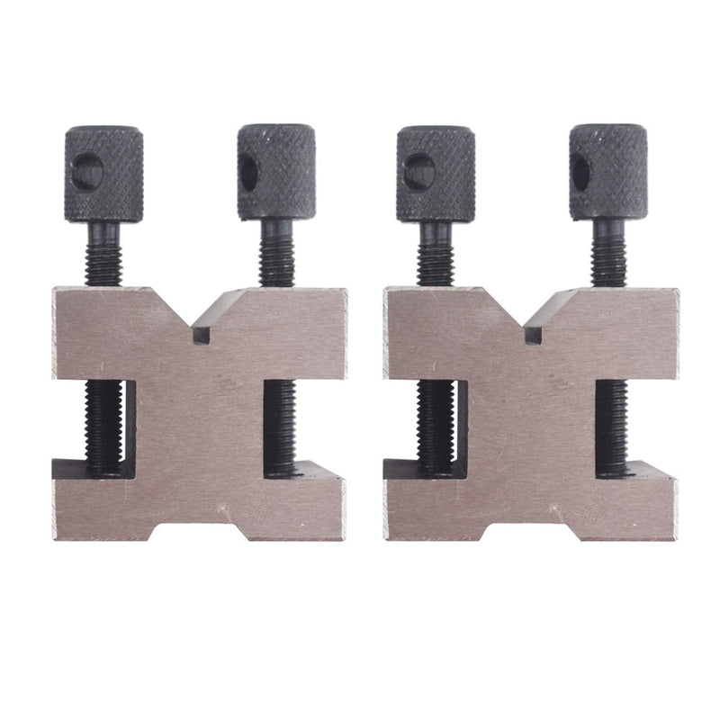 findmall V Block with Clamp Set Hardened Steel 90 Degree Angle Precision V Block Set 1-3/8 x 1-3/8 x 1-3/16 Multi-use Gauge Gage Machinist Tool with Wooden Case
