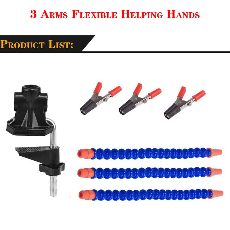 Flexible Helping Hands Soldering Station Third Hand Soldering Aid Soldering Station Tool Soldering Helping Hands Stations 360 Degree Rotating Clips 3 Claws