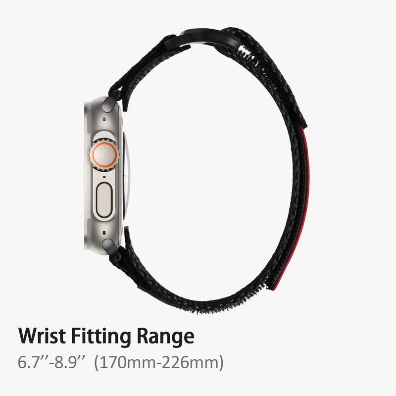 ULTIMAL Band Compatible with Apple Watch 49mm 45mm/44mm/42mm 41mm/40mm/38mm, Tough Breathable Nylon Sports Strap, Hollow Out Design for iWatch Series 8/7/6/5/4/SE/3/2/1/Ultra 45mm/44mm/42mm - L Black