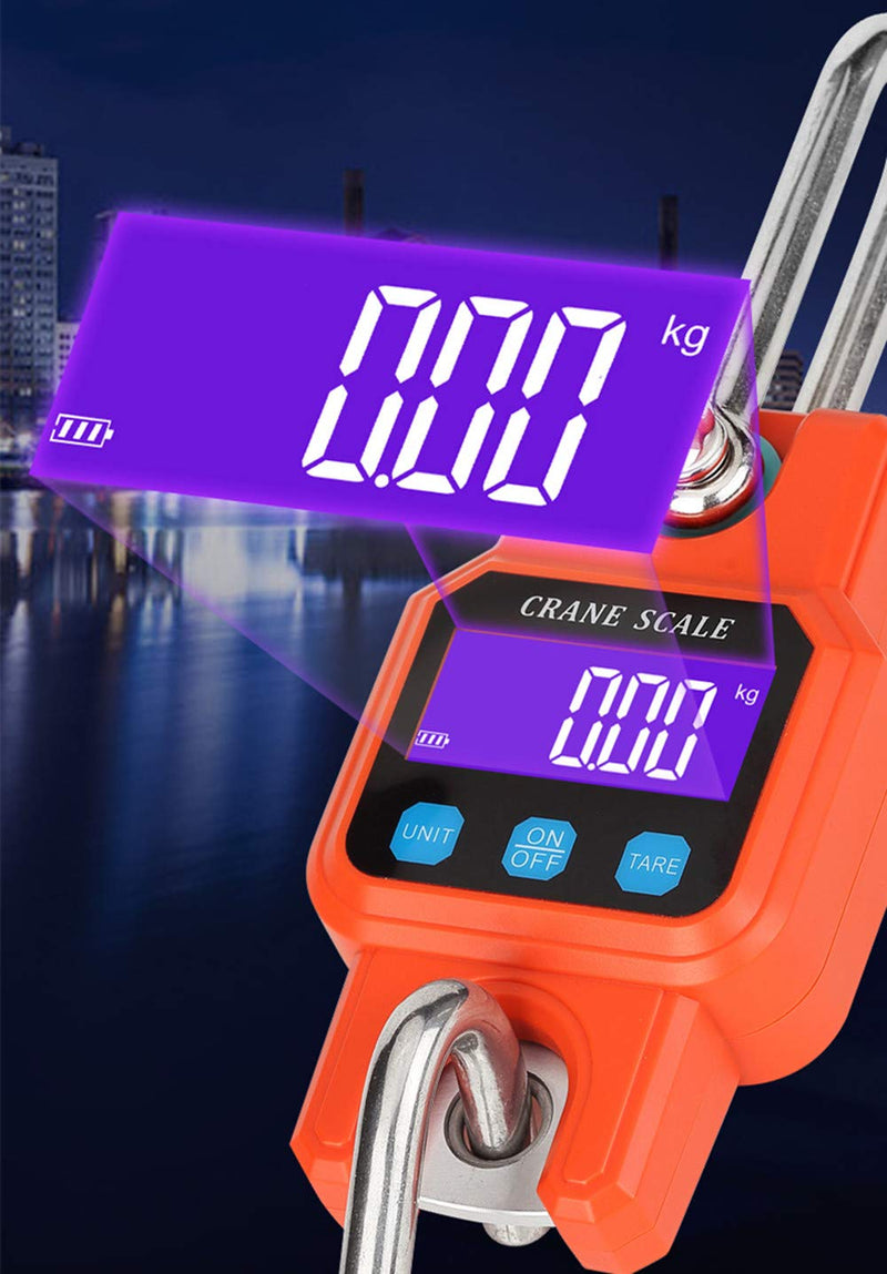Crane Scale,Klau Portable Rechargeable 300 kg / 600 lb Heavy Duty Digital Hanging Scales LED Display with Backlight Orange for Home Farm Hunting Outdoor