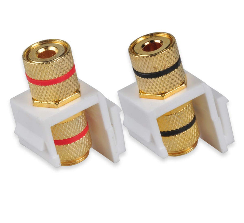 Speaker Wall Plate with 4 Banana Binding Posts, HTTX White Gold-Plated Female Speaker Wire Socket Connector for Wallplate with Black & Red Rings