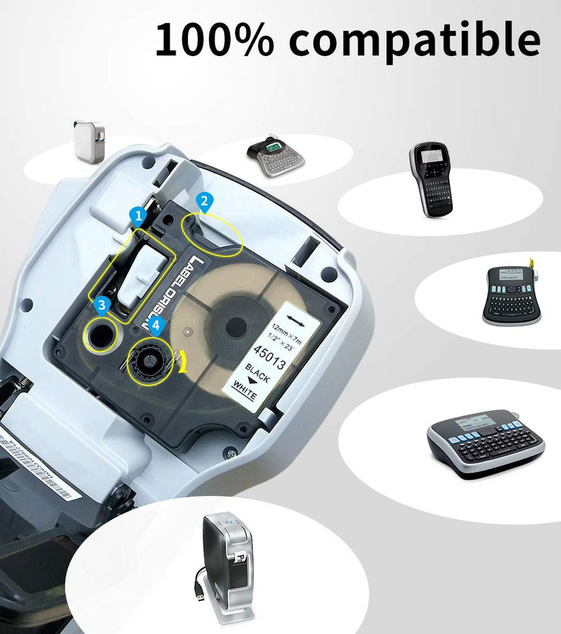 Label Orison-Replacement for Dymo D1 Labels Tape Combo Set 40913 40910 40918 40916 40917 40919 for LabelManager 160 260P 210D 450D ,9mm 3/8'' W x 23' L-6 Cartridges