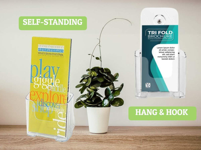 1InTheOffice Brochure Holder, Plastic Literature Holder, 4"W x 3"D"2 Pack"