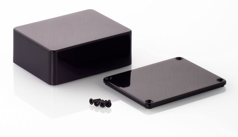 HeiGroup - MB2 ABS plastic enclosure with lid, multi-purpose enclosure, module enclosure, (LxWxH) 100 x 76 x 40 mm, with PCB guide, black - polished MB2: 100 x 76 x 40 mm