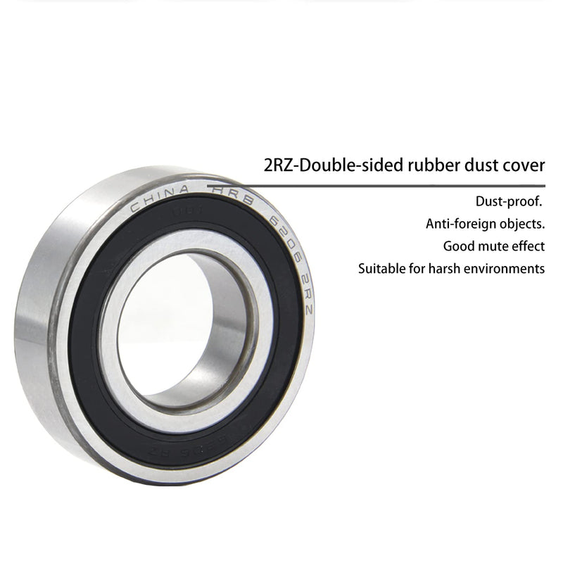 6201-2RS/2RZ Ball Bearing-12x32x10mm, Double Rubber Seal Deep Groove Ball Bearing, 6201-RZ Low-Noise Precision Level, High Rotation Speed Bearings 2