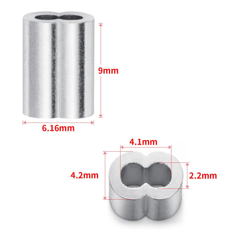 1/16" Aluminum Crimping Loop Sleeve 200PCS, Cable Ferrule Wire Rope Sleeves Loops Sleeve 1/16" (200PCS)