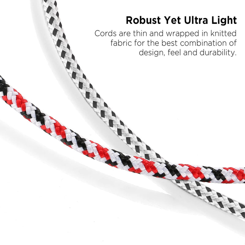 DUKABEL Headphone Splitter, Knitted 3.5mm Audio Splitter TRS 3-Pole Aux Splitter Cable for Headphones Earphones Speakers -Zebra White/2PACK 9.8 inch / 25 cm - 2pack Zebra White