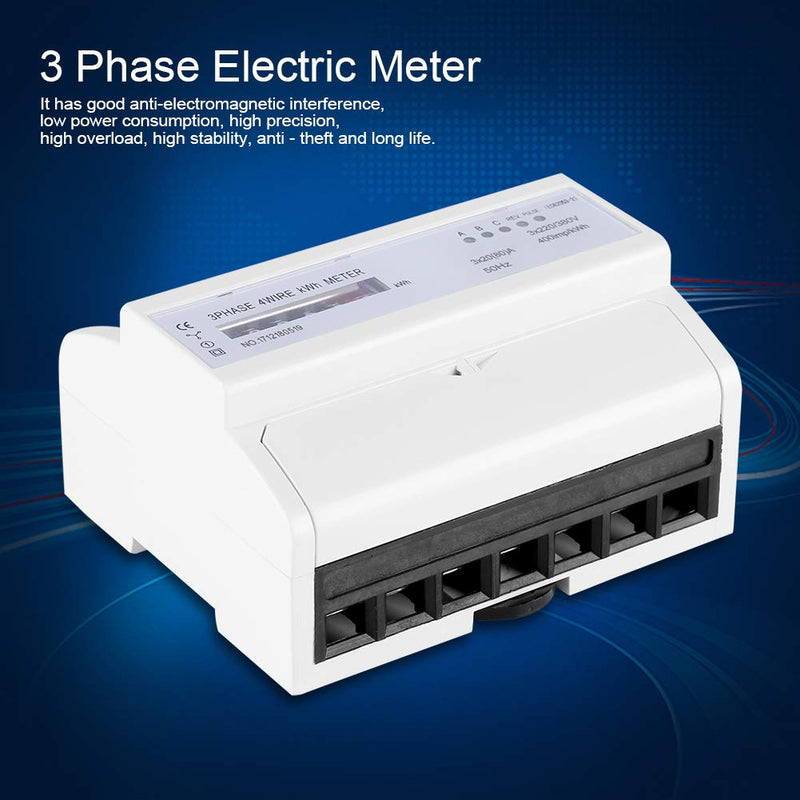 Electric Meter KWh Meter 3 Phase 4 Wire LED DIN-Rail Electricity Power Consumption Wattmeter Energy Meter 20(80) A XTM1250S-U