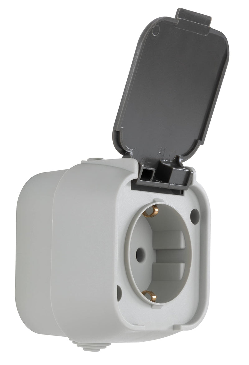 REV 0510216777 Standard, moisture-proof socket, surface-mounted, gray single 1-way sockets