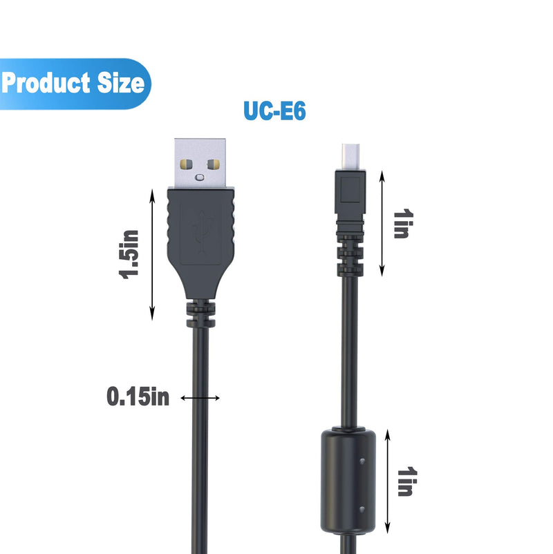 UC-E6 USB Cable, Ancable 3-Feet USB Mini-B Universal Digital Camera Data Transfer Cord Charger Cable Compatible for Nikon CoolPix, L, D, P, Series Digital Camera 1
