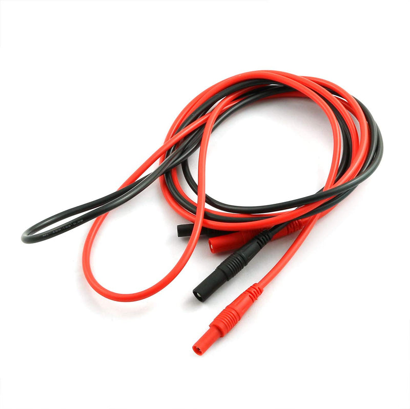 ZYAMY 2pcs Meter Test Lead Extension Male to Female Connector 4mm Banana Plug to Jack Heavy Duty Silicone Wires Multimeter Leads Probes Adapter (1pcs Red + 1pcs Black)