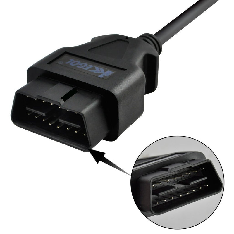 iKKEGOL 16 Pin J1962 OBD2 OBD-II Male Connector to Open Plug Wire, OBD Diagnostic Extension Cable Pigtail for DIY (60cm 24" inch, 2ft) 1x Male connector Pigtail
