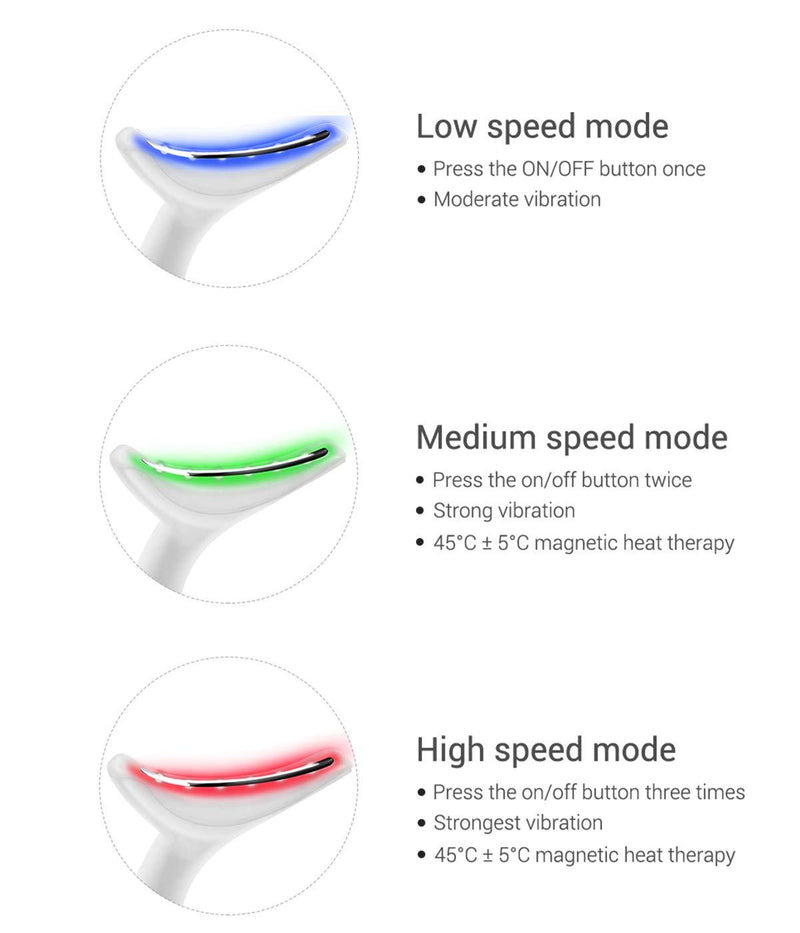 Ms. W Anti-Aging Face Neck Massager, Sonic Vibration Wrinkle Free Device, Heat Generated Jawline Definer for Anti-Wrinkle and Reduced Puffiness, 3LED Light Neck Lift Device