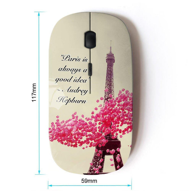 KawaiiMouse [ Optical 2.4G Wireless Mouse ] Love Paris Spring Hearts Floral Eifel Tower