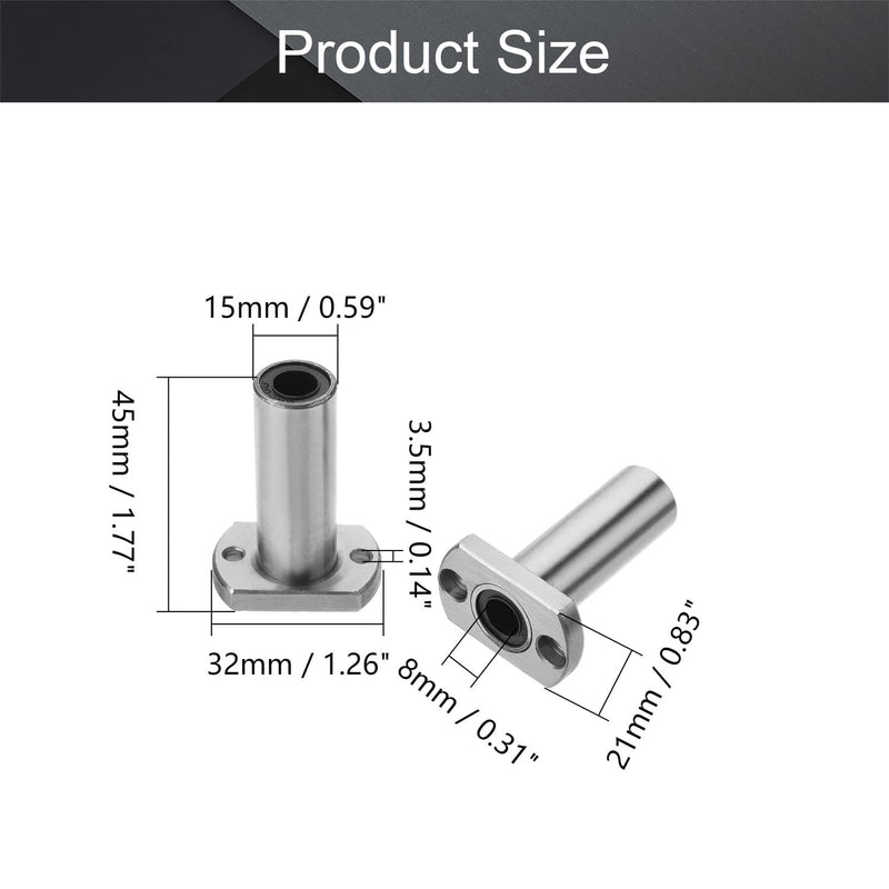 Othmro LMH8LUU Linear Ball Bearings Inner Diameter 8mm 2 Pcs LMH8LUU 2pcs 8*15*45mm
