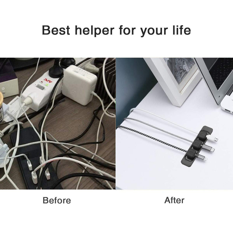 Yugoo Magnetic Cable Organizer, Magnetic Cable Clips, Cable Holder Clips Organizer, Desktop Cord Management for All Wires (2 Pack, White)