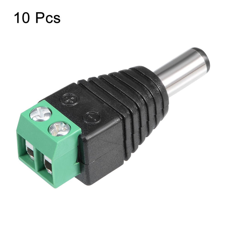 uxcell 10Pcs 5.5x2.1mm Male DC Power Jack Plug Adapter Connector for LED Strip CCTV Camera Cable Wire Ends