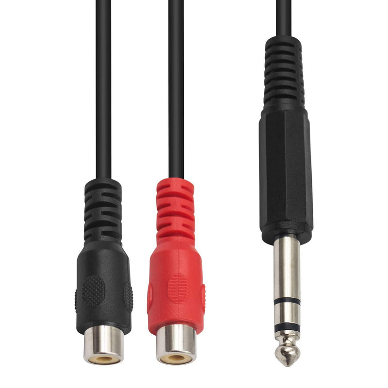 Poyiccot RCA to 1/4 Adapter, RCA Female to 1/4 '' Splitter Cable, 6.35mm 1/4 inch TRS Stereo Jack Male to 2 RCA Female Plug Y Splitter Adapter Cable, 6.35mm to RCA Cable 20cm/8inch (6.35M-2RCAFMï¼‰