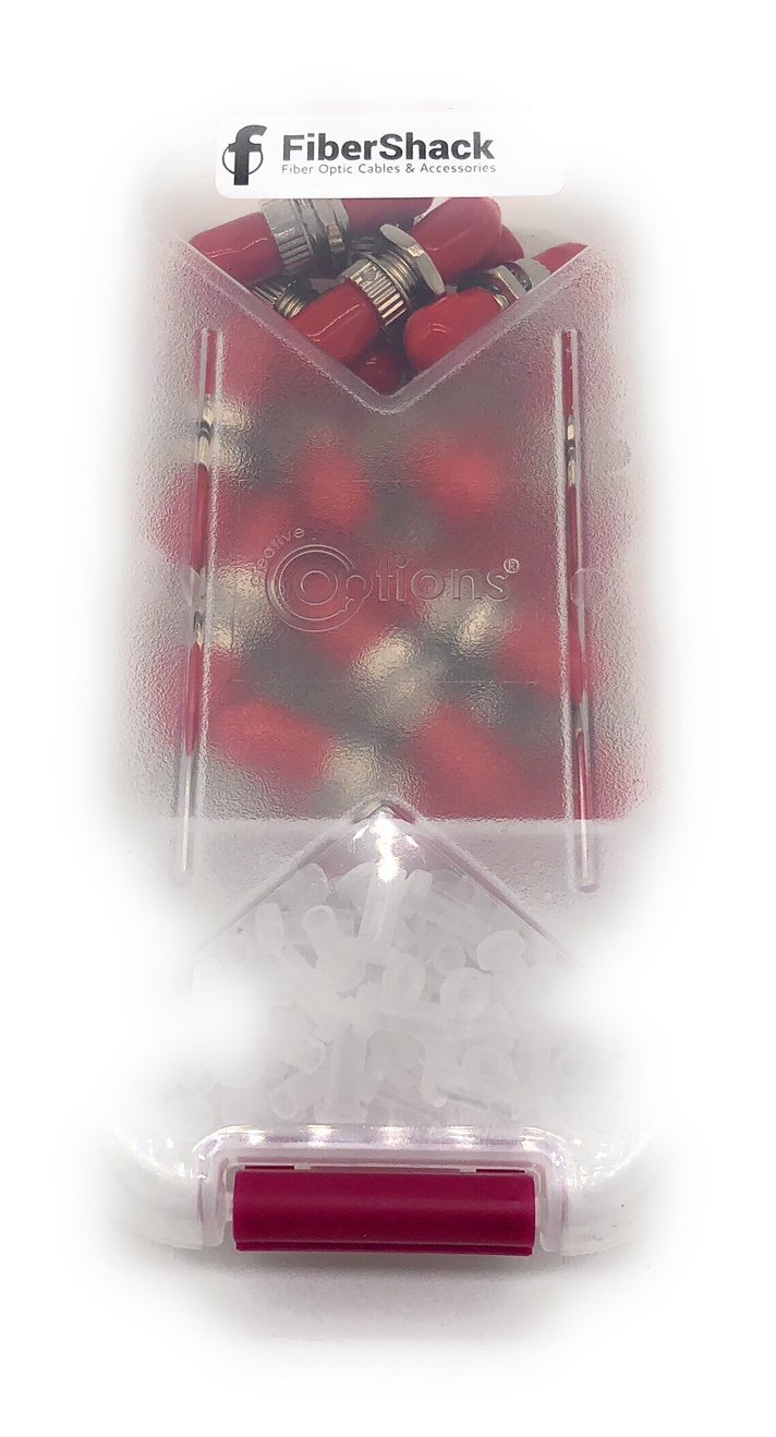 FiberShack - Fiber Optic ST Coupler & 2.5mm Dust Cap Kit. 20 ST Couplers for ST Patch Cords & 100 2.5mm Dust Caps