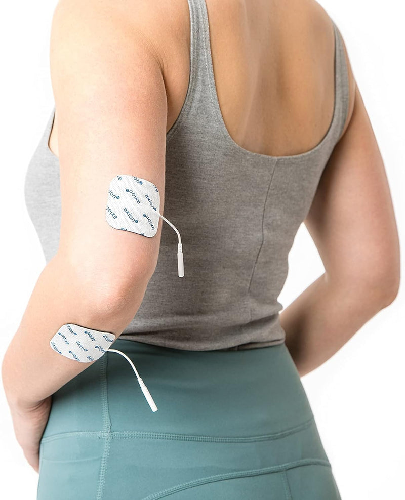 16 TENS EMS electrode pads 5x5 cm, reusable adhesive electrodes for TENS devices & EMS trainers, very good adhesive conductivity, 2mm plug connection | Certified medical device - axion