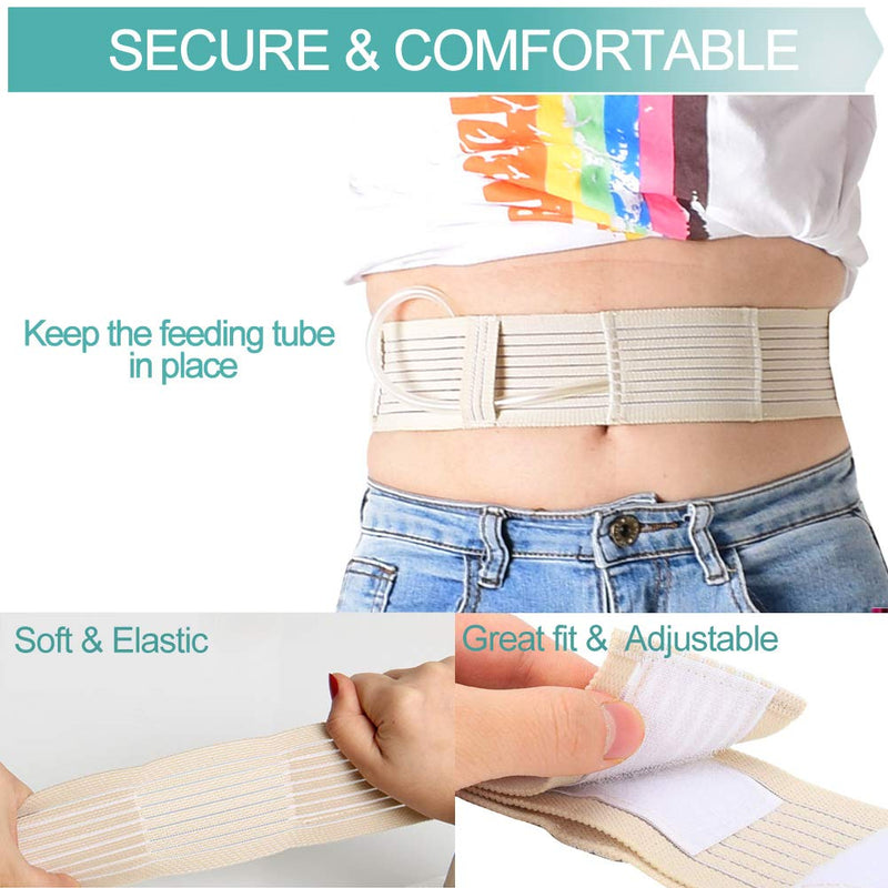 Breathable Peritoneal Dialysis Belt Stretch G/Peg Feeding Tube Holder PD Catheter Covers Bag Drainage Abdominal Fixation Medical Nursing Supplies, Medium(28-41 Inch) Beige Medium (Pack of 1)