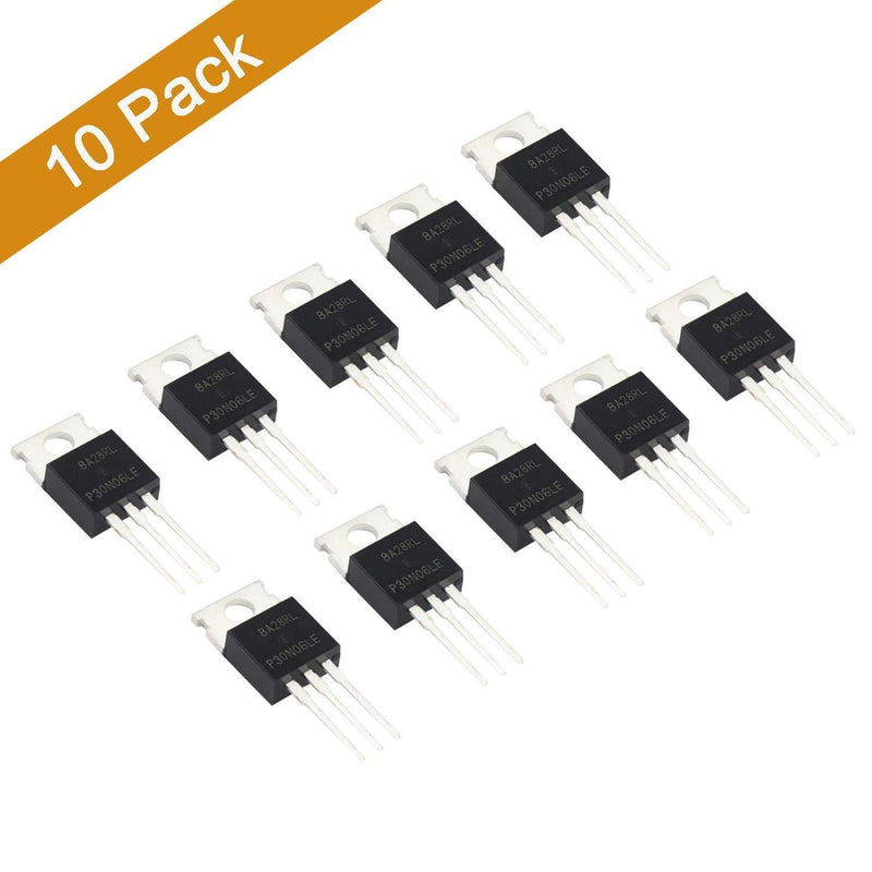 WeiMeet RFP30N06LE 30A 60V N-Channel Power Mosfet TO-220 ESD Rated for Arduino(10 Pieces)