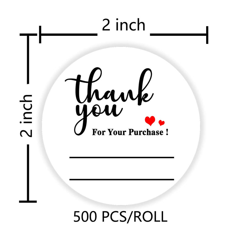 Thank You for Your Purchase Stickers,Thank You Labels with Lines,Writable Stickers for Business,Bakery,Cafe,Boutiques,2 Inch 500 Pcs Per Pack