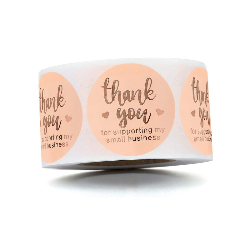 Yoption 1.5" Round Thank You for Supporting My Small Business Stickers, 500pcs Rose Gold Mailing Supplies Labels Per Roll Thank You Rose Gold