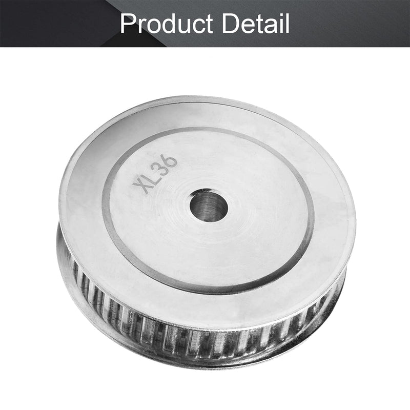 Fielect Aluminium Alloy XL 36 Teeth 8mm Inner Bore Diameter Timing Belt Pulley Flange Synchronous Wheel Silver Tone for 3D Printer CNC 1Pcs XL36 1Pcs