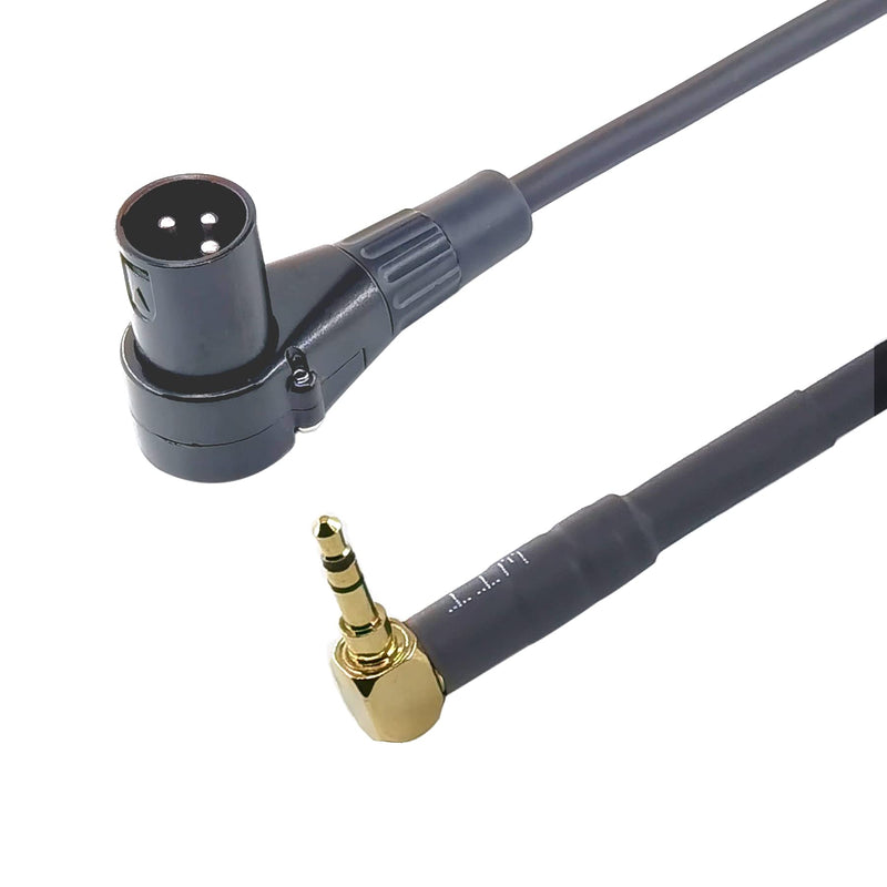 WJSTN Right Angle Male XLR to 3.5mm Adapter,3.5mm (1/8 Inch) TRS to XLR Stereo Male to XLR Male Cable (6 inches) 6 inches