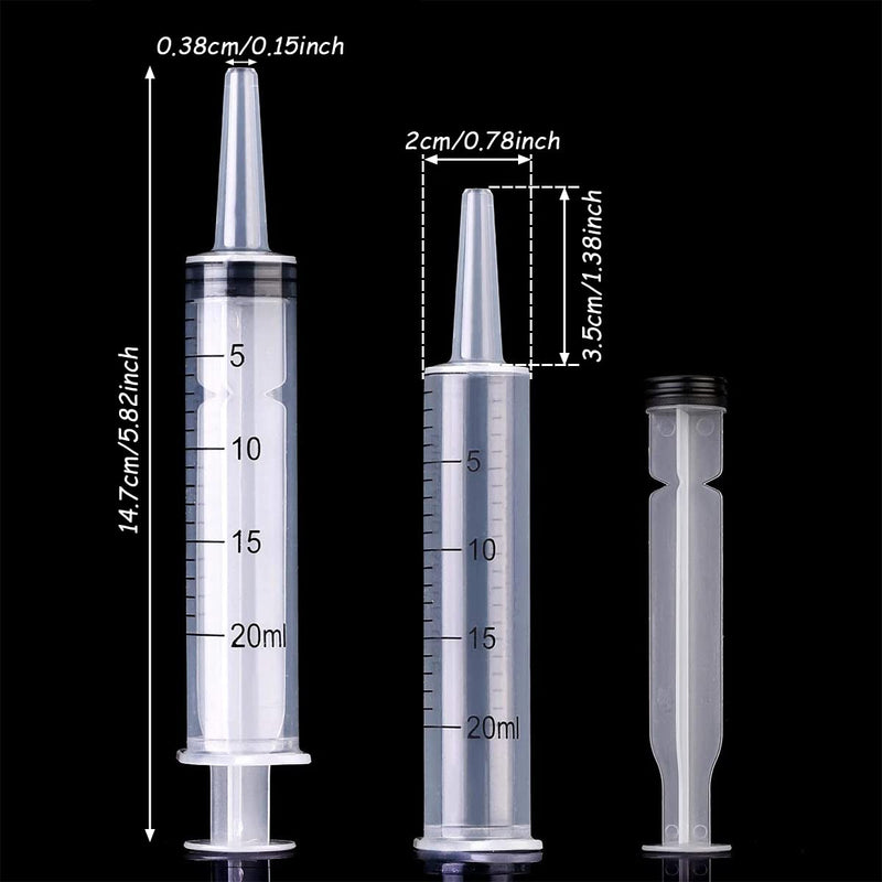 Pack of 6 20ml Syringes with Lid YUTOU Dosing Syringe Plastic Syringe Sterile Without Needle for Scientific Laboratories, Liquid Measuring and Dispensing, Animal Feeding, Plant Watering