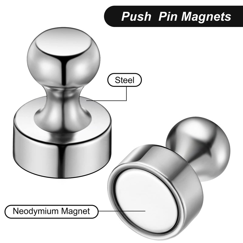 20 Pcs Metallic Magnets,Silver Magnetic Push Pins, Refrigerator Magnets, Brushed Nickel Push Pin Magnets Perfect for Fridge Magnets, Office Magnets, Whiteboard Magnets, Map Magnets